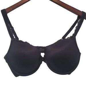 Soma 36D Bra Black Embraceable Push Up Lace Trim Back Closure